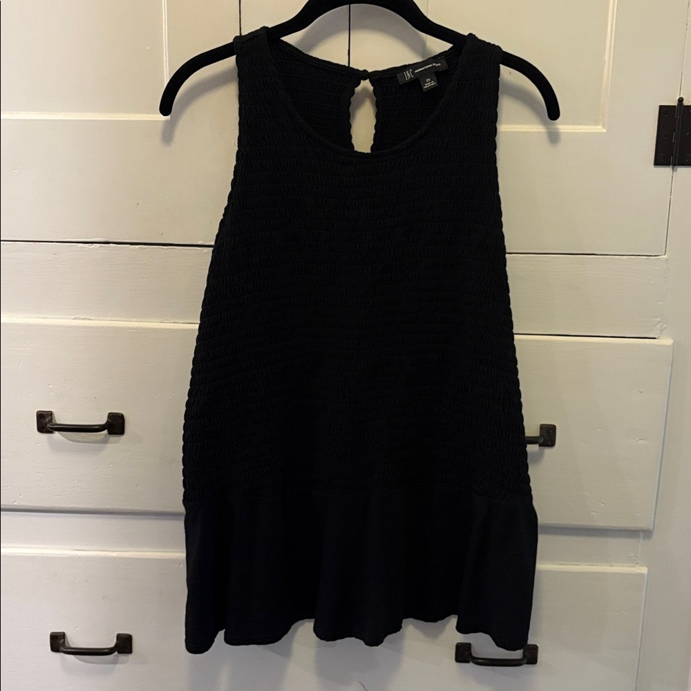 INC International Concepts Black Textured Blouse